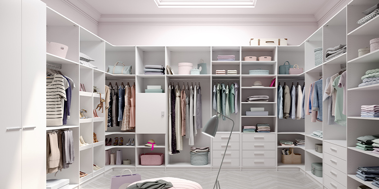 Witte dressing met open vakken
